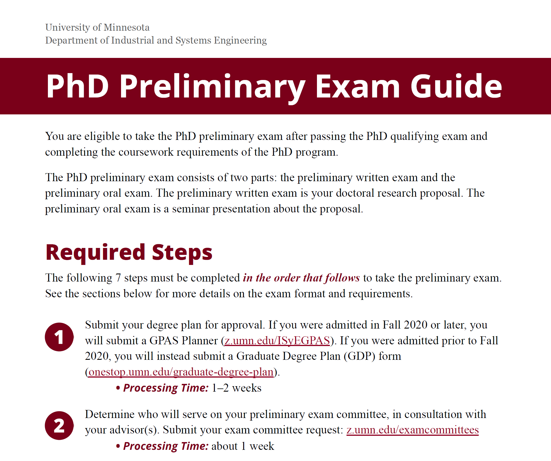 Screenshot of the prelim exam guide after Alyssa's redesign