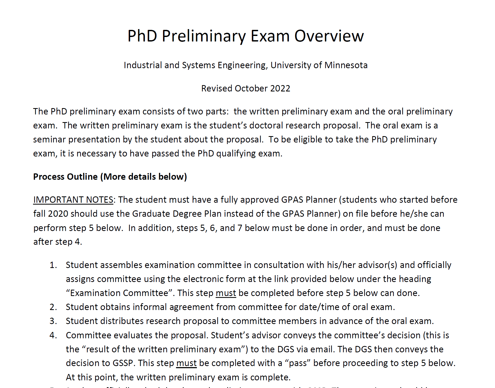 Screenshot of the initial prelim exam guide document before Alyssa's redesign