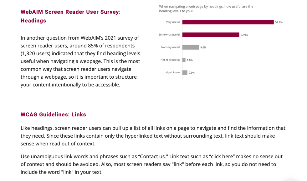 Screenshot of the Google Site's body text, showing text description and a bar chart